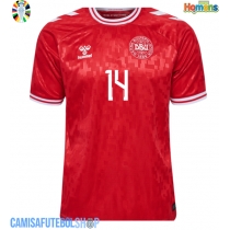 Camisa de time de futebol Dinamarca Mikkel Damsgaard #14 Replicas 1º Equipamento Europeu 2024 Manga Curta